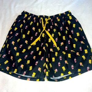 Black and Yellow Swim Trunks with Elastic Waistband